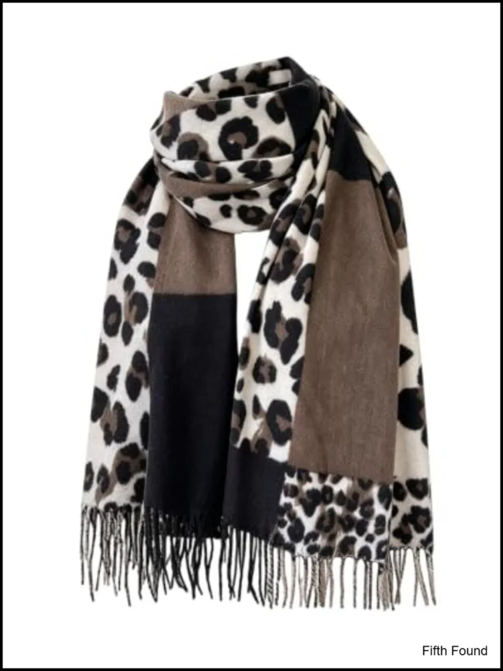 Oversize Leopard Print Tassel Scarf Shawl Wrap for Women Winter Warm